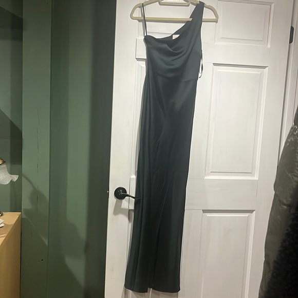BHLDN Dylan One-Shoulder Satin Side-Slit Gown - Picture 2 of 6